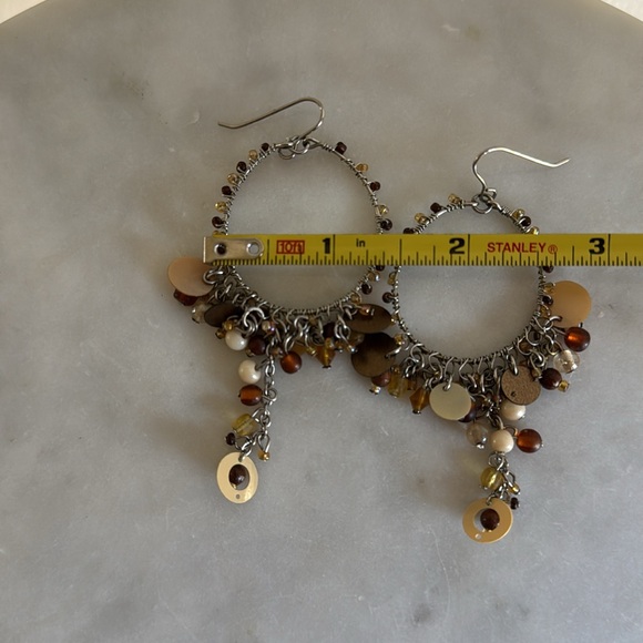 Bohemian Style Beaded Hoop Dangle Earrings 3in Tall X 1.5in Wide - Picture 6 of 6